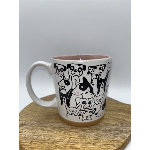 Spectrum Dog Faces Coffee Tea Cup Pug Pink White Ceramic Embossed-4.25" T Preown - Picture 3 of 8